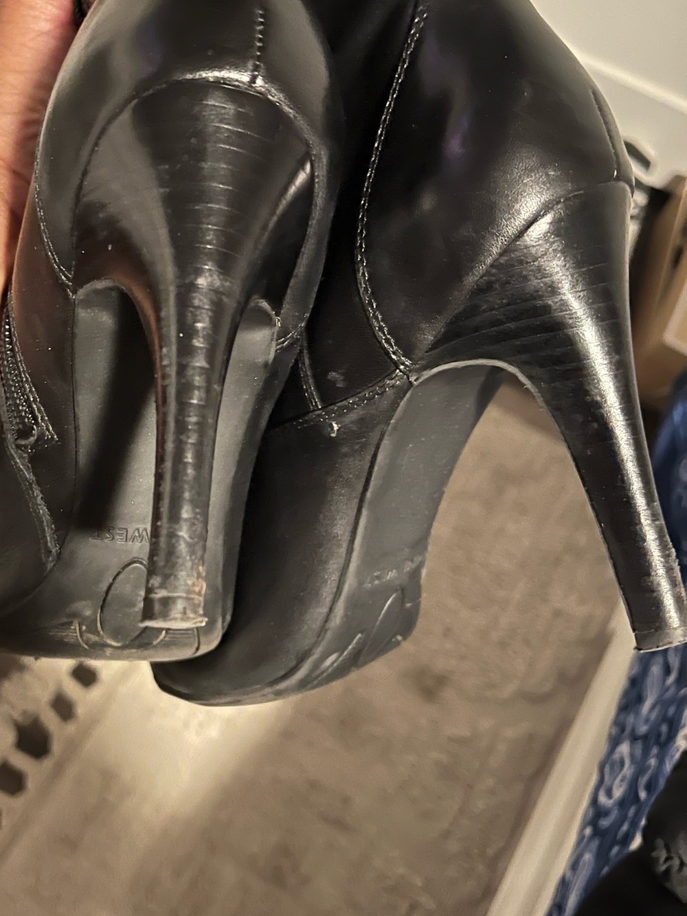 Nine West Black Pointed Toe Knee-High Stiletto Boots - Picture 8 of 10